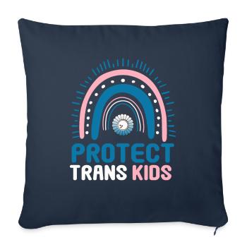 Protéger les enfants trans Drapeau transgenre LGBTI - Housse de coussin décorative 45 x 45 cm - bleu marine - Devant