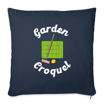Jardin Croquet Pelouse Sports Croquet Player Cadeau - Housse de coussin décorative 45 x 45 cm - bleu marine - Devant