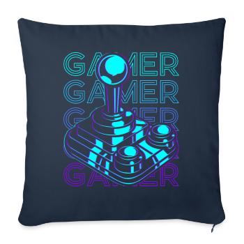 Gamer Video Gaming Joystick Rétro - Housse de coussin décorative 45 x 45 cm - bleu marine - Devant