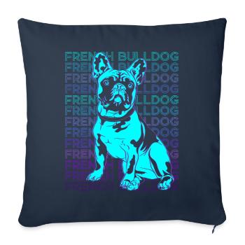 Français Bulldog Rétro - Housse de coussin décorative 45 x 45 cm - bleu marine - Devant