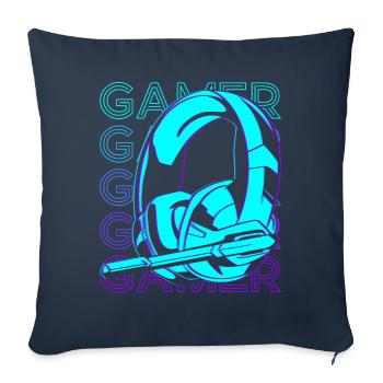 Gamer Video Gaming Headset Headphone Retro - Sofa pillowcase 17,3'' x 17,3'' (45 x 45 cm) - navy - Front