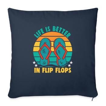 Vacances à la plage au bord de la mer Design motif de plage - Housse de coussin décorative 45 x 45 cm - bleu marine - Devant