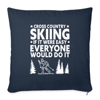 Skieurs de fond biathlon de fond - Housse de coussin décorative 45 x 45 cm - bleu marine - Devant