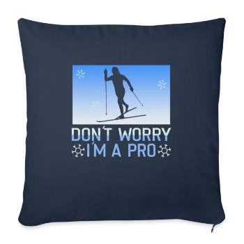 Skieurs de fond biathlon de fond - Housse de coussin décorative 45 x 45 cm - bleu marine - Devant