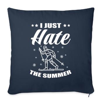 Skieurs de fond biathlon de fond - Housse de coussin décorative 45 x 45 cm - bleu marine - Devant