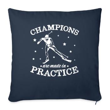 Skieurs de fond biathlon de fond - Housse de coussin décorative 45 x 45 cm - bleu marine - Devant
