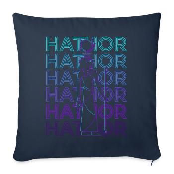 Hathor Déesse égyptienne Egypte ancienne Rétro - Housse de coussin décorative 45 x 45 cm - bleu marine - Devant