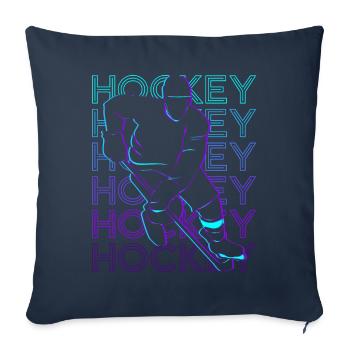 Joueur de hockey Hockey sur glace Rétro - Housse de coussin décorative 45 x 45 cm - bleu marine - Devant