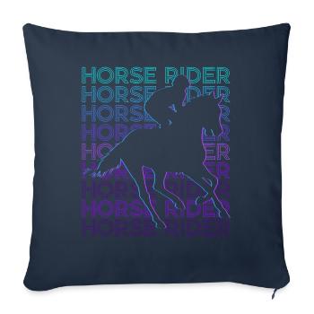 Cavalier Cavalier Équitation Rétro - Housse de coussin décorative 45 x 45 cm - bleu marine - Devant