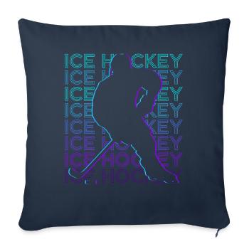 Joueur de hockey sur glace Rétro - Housse de coussin décorative 45 x 45 cm - bleu marine - Devant