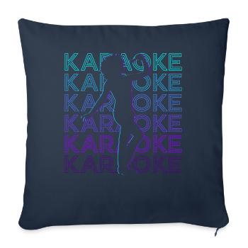 Karaoké Chanteur Rétro - Housse de coussin décorative 45 x 45 cm - bleu marine - Devant