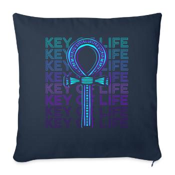 Clé de vie Ankh Symbole égyptien ancien - Housse de coussin décorative 45 x 45 cm - bleu marine - Devant