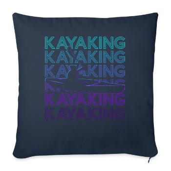 Kayak Kayaker Kayak Rétro - Housse de coussin décorative 45 x 45 cm - bleu marine - Devant