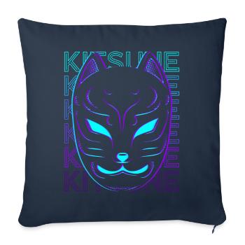 Kitsune Maske Fuchs Maske Japanische Maske Retro - Sofakissenbezug 45 x 45 cm - Navy - Vorne
