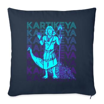 Kartikeya Dieu hindou Mythologie hindoue Dieu ancien - Housse de coussin décorative 45 x 45 cm - bleu marine - Devant