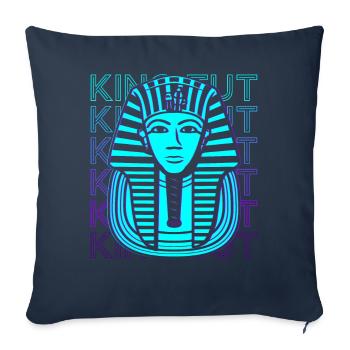 Roi Toutankhamon Pharaon égyptien - Housse de coussin décorative 45 x 45 cm - bleu marine - Devant
