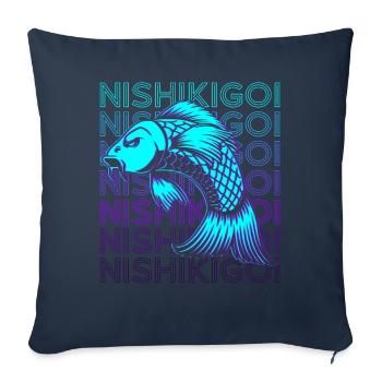 Carpe de poisson Koi Japonais Nishikigoi Retro - Housse de coussin décorative 45 x 45 cm - bleu marine - Devant