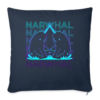 Narwhal Narwhal Retro - Sofa pillowcase 17,3'' x 17,3'' (45 x 45 cm) - navy - Front