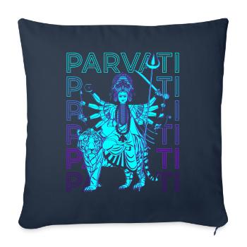 Parvati Déesse hindoue Mythologie hindoue - Housse de coussin décorative 45 x 45 cm - bleu marine - Devant