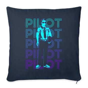 Pilote Aviation Aviator Rétro - Housse de coussin décorative 45 x 45 cm - bleu marine - Devant