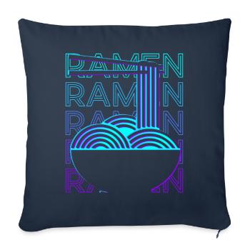 Ramen Nouilles Rétro - Housse de coussin décorative 45 x 45 cm - bleu marine - Devant