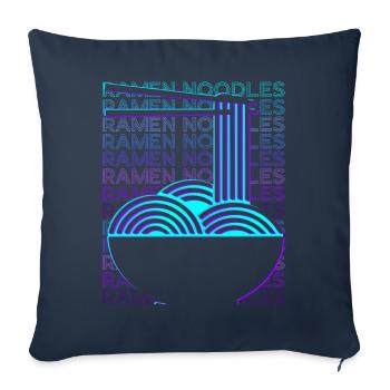 Ramen Nouilles Rétro - Housse de coussin décorative 45 x 45 cm - bleu marine - Devant