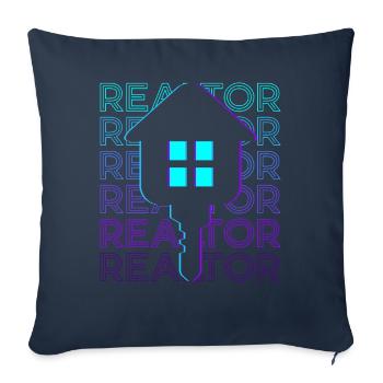 Courtier Agent immobilier Courtier Retro - Housse de coussin décorative 45 x 45 cm - bleu marine - Devant