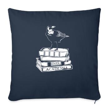 Corbeau sur les livres - Dark Academia - Housse de coussin décorative 45 x 45 cm - bleu marine - Devant