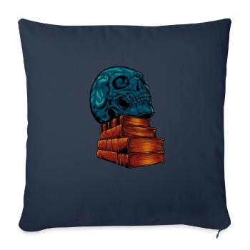 Skull on books - Dark Academia - Sofa pillowcase 17,3'' x 17,3'' (45 x 45 cm) - navy - Front