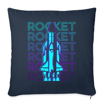 Vaisseau spatial fusée Navette spatiale Retro - Housse de coussin décorative 45 x 45 cm - bleu marine - Devant