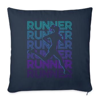 Runners Run Rétro - Housse de coussin décorative 45 x 45 cm - bleu marine - Devant