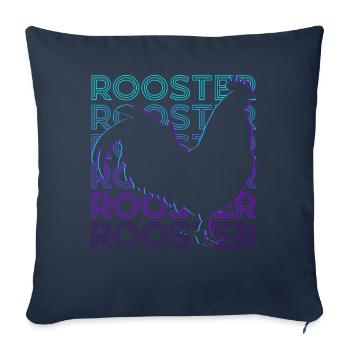 Poulet Coq Rétro - Housse de coussin décorative 45 x 45 cm - bleu marine - Devant