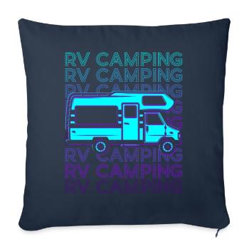 Camping Camping Camping Rétro - Housse de coussin décorative 45 x 45 cm - bleu marine - Devant