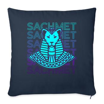 Sachmet Déesse égyptienne Mythologie égyptienne - Housse de coussin décorative 45 x 45 cm - bleu marine - Devant