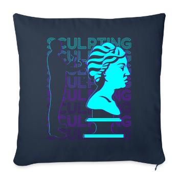 Sculpture Sculpteur Rétro - Housse de coussin décorative 45 x 45 cm - bleu marine - Devant