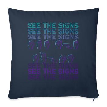 Sign Language ASL See The Signs Retro - Sofa pillowcase 17,3'' x 17,3'' (45 x 45 cm) - navy - Front