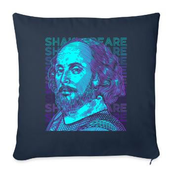 Shakespeare Rétro - Housse de coussin décorative 45 x 45 cm - bleu marine - Devant