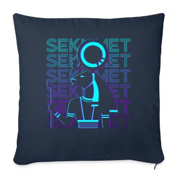 Sekhmet Déesse égyptienne Mythologie égyptienne - Housse de coussin décorative 45 x 45 cm - bleu marine - Devant