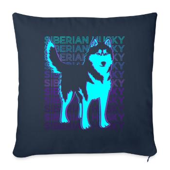 Sibérie Husky Rétro - Housse de coussin décorative 45 x 45 cm - bleu marine - Devant