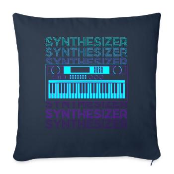 Synthétiseur Rétro - Housse de coussin décorative 45 x 45 cm - bleu marine - Devant