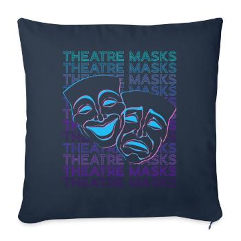 Masques de théâtre Rétro - Housse de coussin décorative 45 x 45 cm - bleu marine - Devant