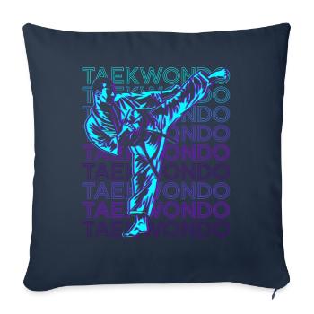 Taekwondo Arts Martiaux Coréens Rétro - Housse de coussin décorative 45 x 45 cm - bleu marine - Devant