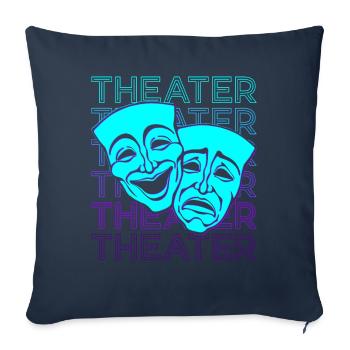 Masques de théâtre Rétro - Housse de coussin décorative 45 x 45 cm - bleu marine - Devant