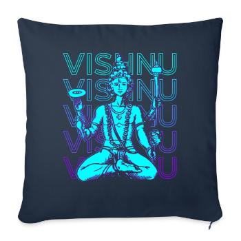Vishnu Hindu God Mythologie hindoue Ancien hindou - Housse de coussin décorative 45 x 45 cm - bleu marine - Devant