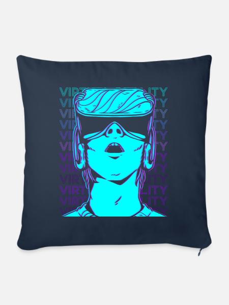 VR Virtual Reality Gamer Retro - Sofakissenbezug 45 x 45 cm - Navy