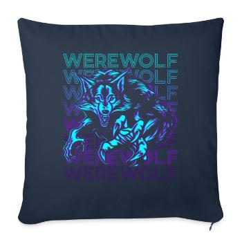 Loup-garou Rétro - Housse de coussin décorative 45 x 45 cm - bleu marine - Devant
