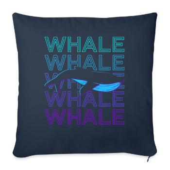 Baleine rétro - Housse de coussin décorative 45 x 45 cm - bleu marine - Devant