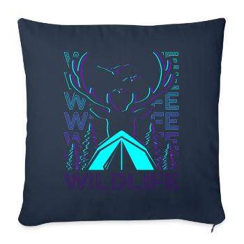 Faune Camping Camping Camping Rétro - Housse de coussin décorative 45 x 45 cm - bleu marine - Devant
