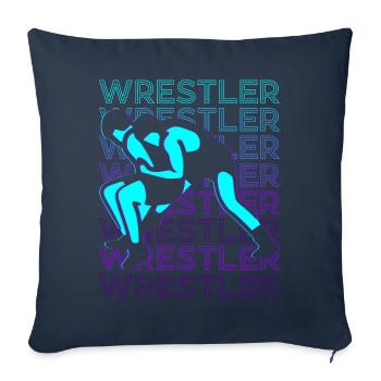 Ringer Wrestling Rétro - Housse de coussin décorative 45 x 45 cm - bleu marine - Devant