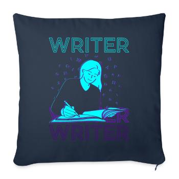 Auteur Auteur Écriture Rétro - Housse de coussin décorative 45 x 45 cm - bleu marine - Devant